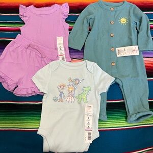 Disney Pastel Blue, Lavender & Teal Baby Matching Bodysuit Set - Toy Story